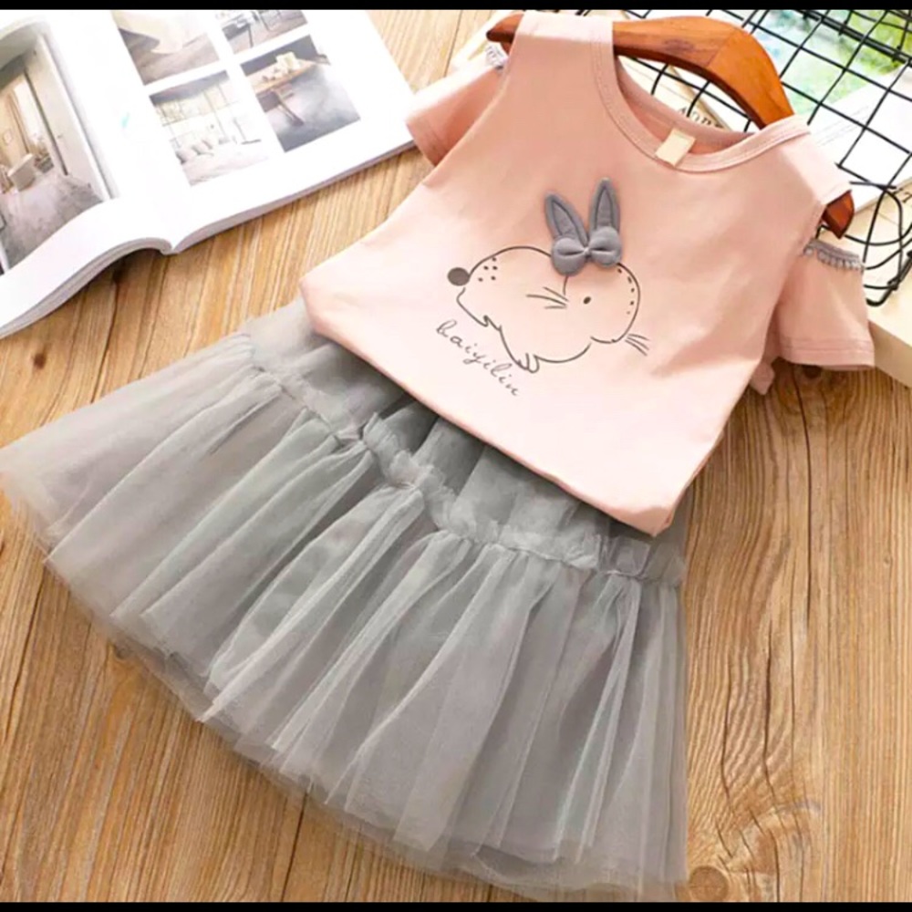 Toddler Baby Girls Easter Dress Girls Clothing Short Sleeve Rabbit Dress set
